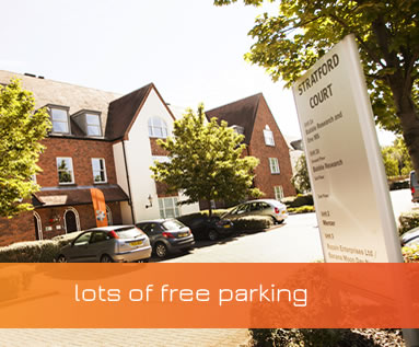 Car parks at babble research & viewing facility, Stratford Court, Solihull, Birmingham